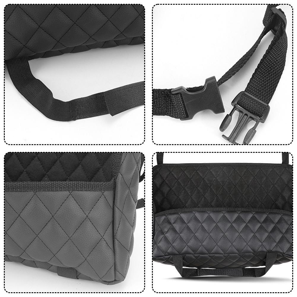 Car Seat Middle Storage Bag PU Leather Large Capacity Leather Bag Seat Back Storage Bag Water Cup Pockets Stowing Tidying