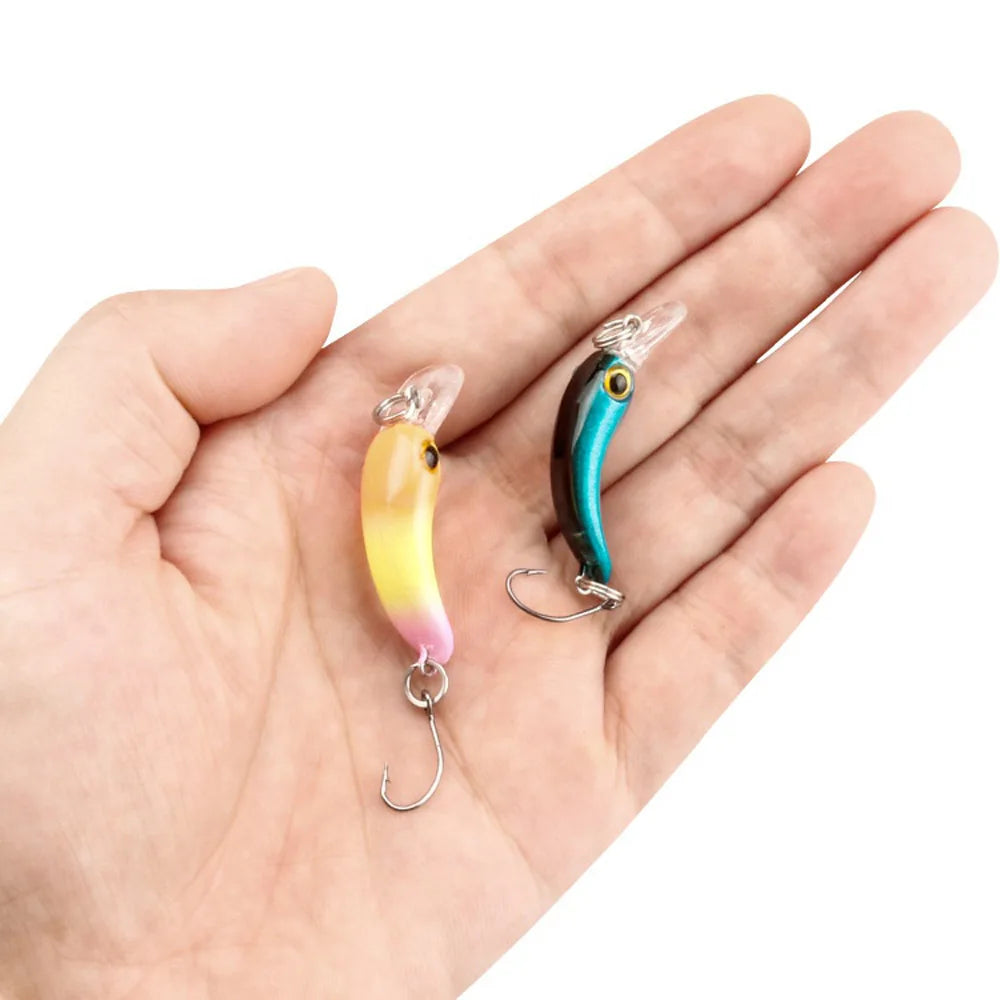FLYSAND 8Pcs/Box Floating Mini Minnow Fishing Lures Artificial Hard Bait Sharp Hook Crankbait Lure Fishing Accessories