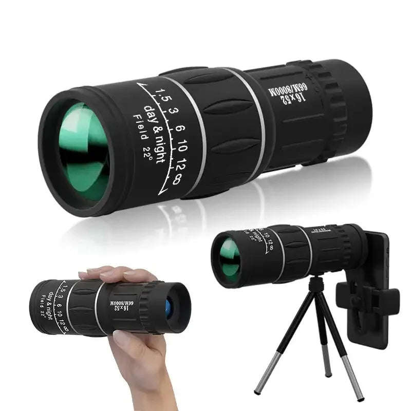 16x52 Monocular Telescope High Output Dual Focus Optical Zoom Scope High Magnification Long Range Night Vision Telescope