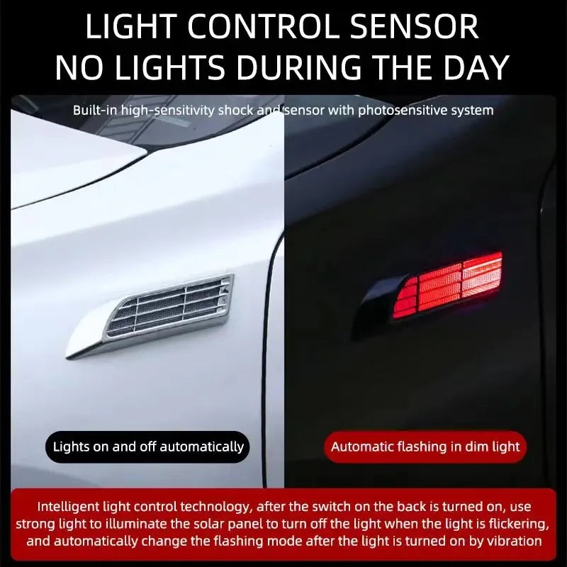 2pcs Car Solar Flashing LED Warning Lights Universal Adjustable Automotive Parking Rearing Warning Light Car Styling Accessories