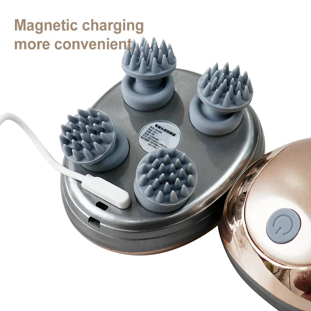Electric Scalp Massager Heads Scalp Kneading Vibrating Device 6 Modes for Hair Growth Stress Relax Waterproof Massageador