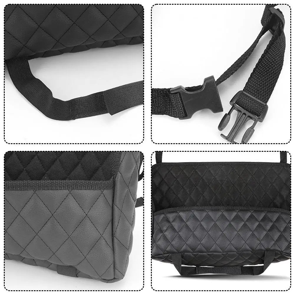 Car Seat Middle Storage Bag PU Leather Large Capacity Leather Bag Seat Back Storage Bag Water Cup Pockets Stowing Tidying