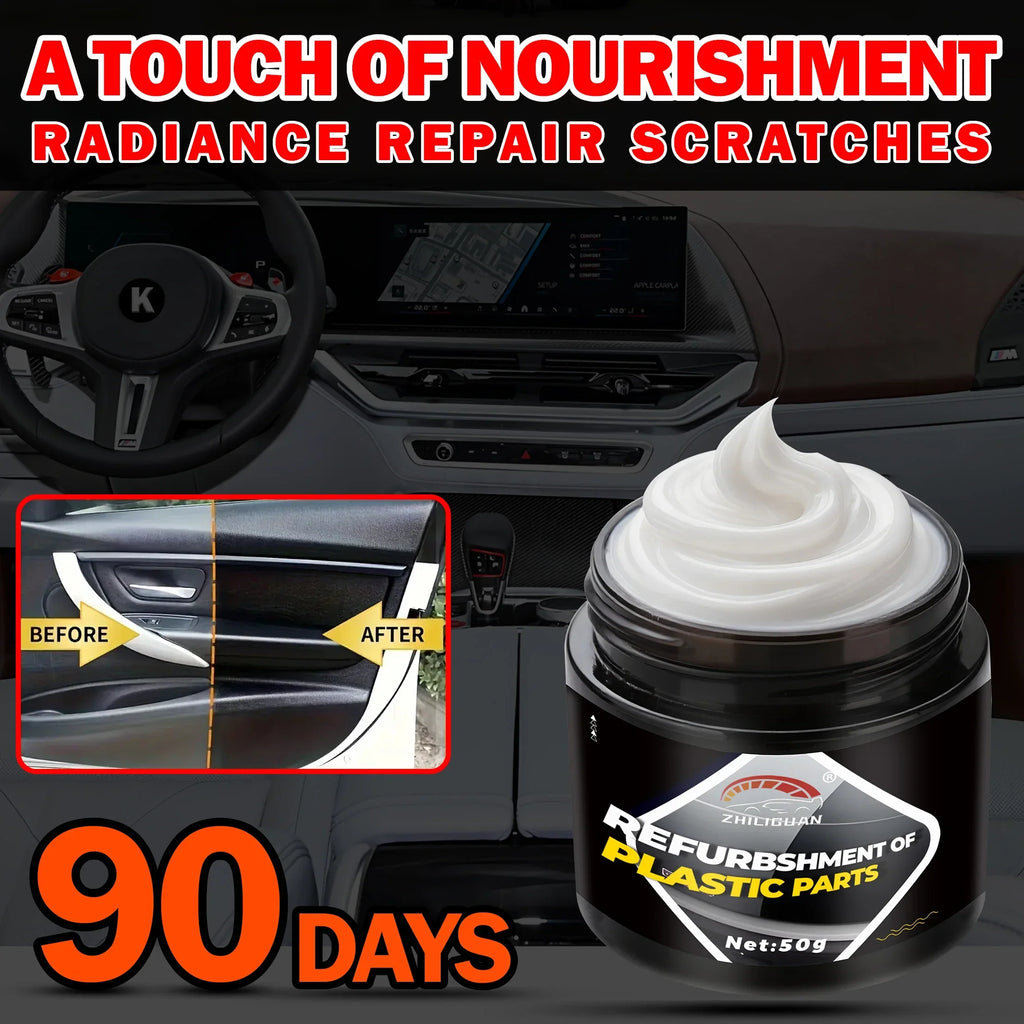 Car Restoration Kit: Black Interior Wax, Dashboard, Plastic, Tire, Seat Conditioner, Exterior Plastic Refurbishing Cream | Inter