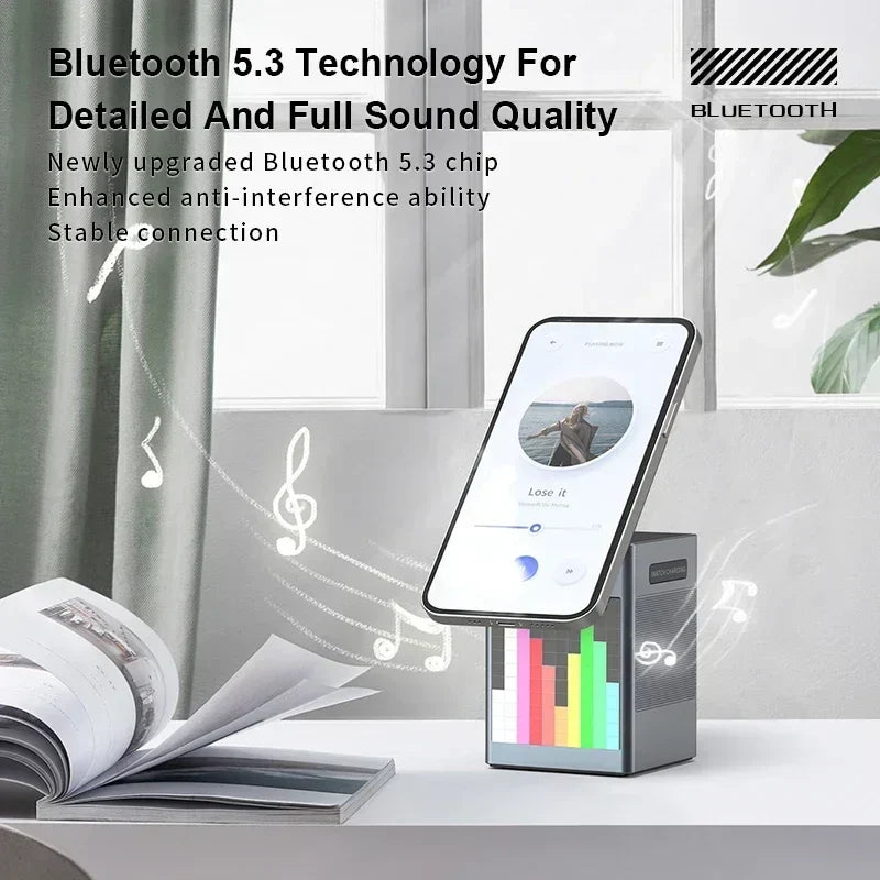 6-in-1 multifunctional wireless fast charging Bluetooth speaker alarm clock cartoon pixel for charging mobile phones/watches