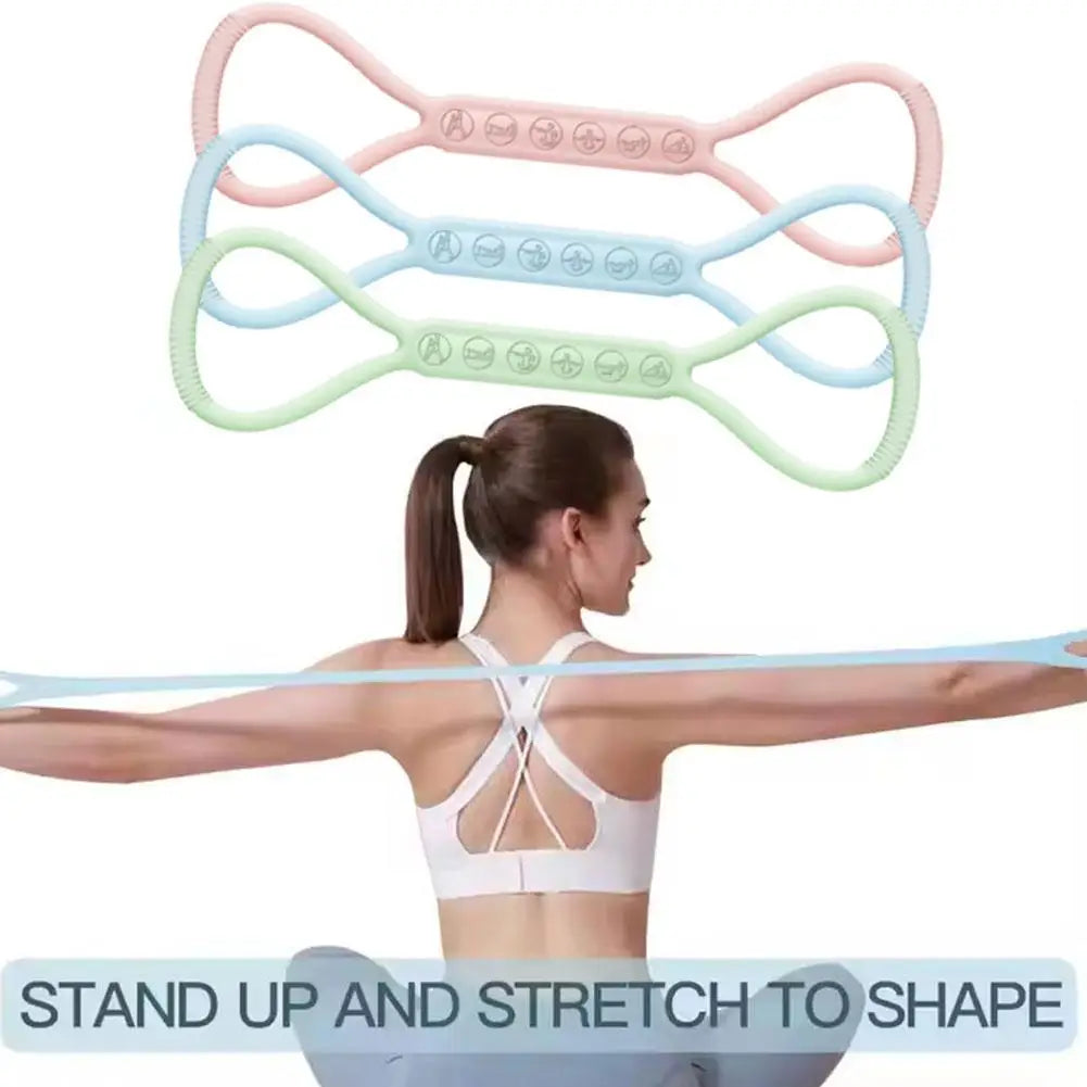 8 Word Tensioner Eight Silicone Yoga Auxiliary Home Elastic Band Fitness Equipment Shoulder Beauty Back Elastic Band