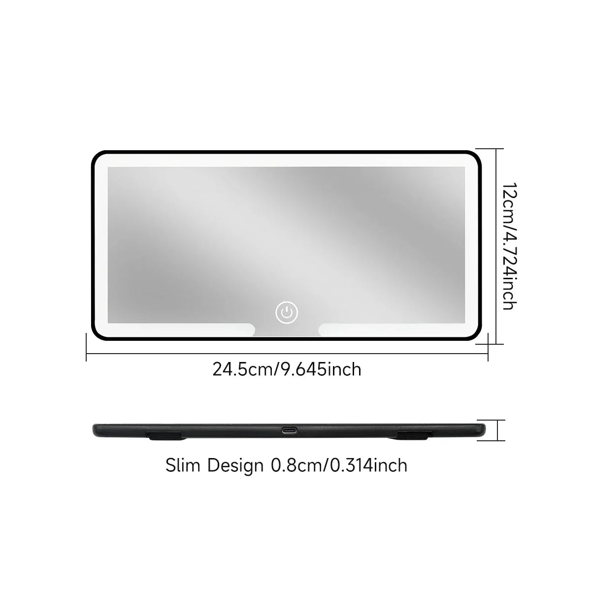 Fccemc Car Sun Visor Makeup Mirror LED Touch Screen Adjustable Brightness Auto Interior Makeup HD Mirror Charging Vanity Mirror