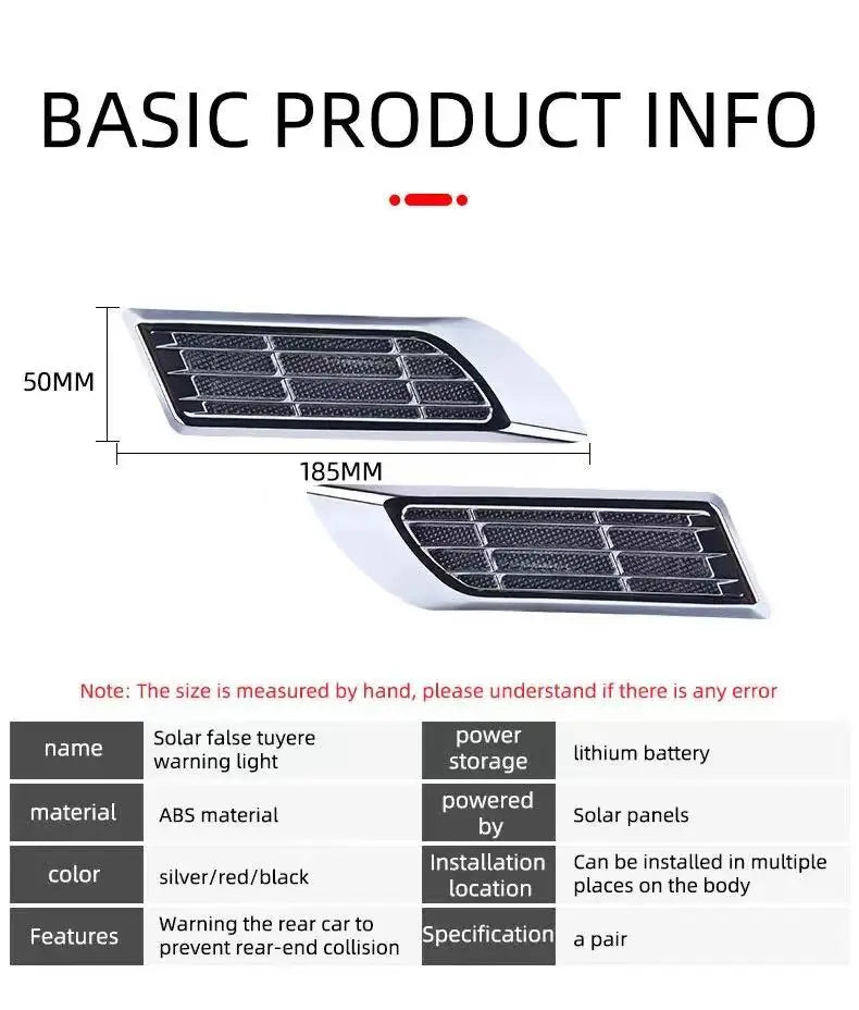 2pcs Car Solar Flashing LED Warning Lights Universal Adjustable Automotive Parking Rearing Warning Light Car Styling Accessories