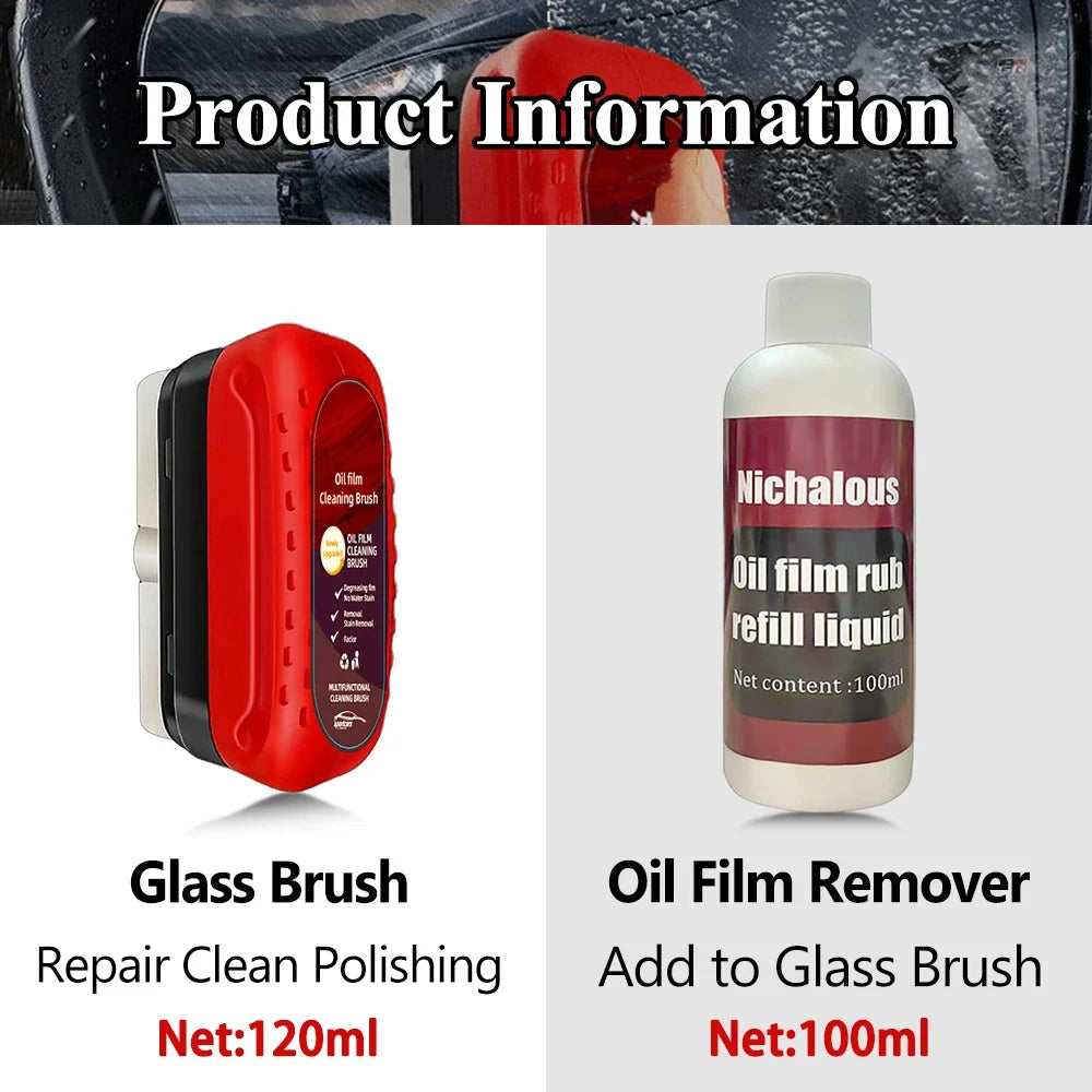 Car Glass Coating Oil Film Clean Brush Kit - 120ml Professional Repair Glass Scratch Brightening Windows Anti-fog Polishing