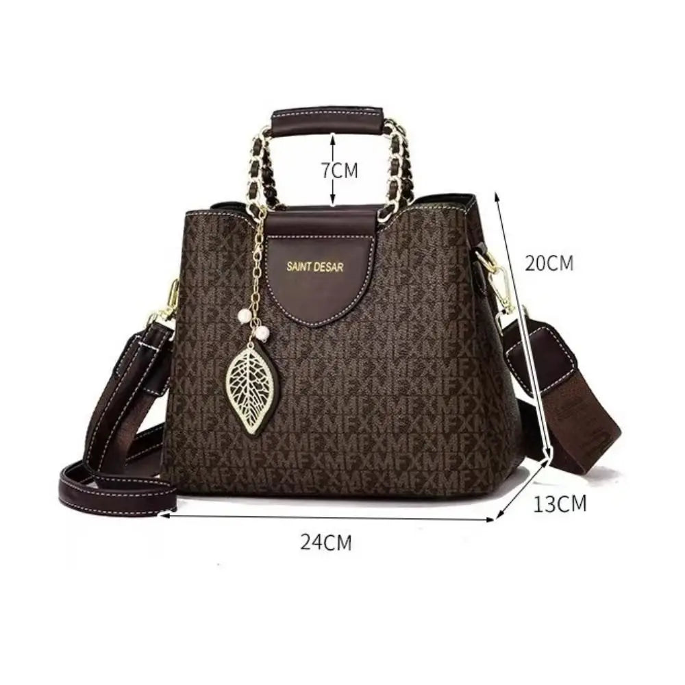 New PU Handbag Large Capacity Printing Messenger Bag Shoulder Bag Office Use