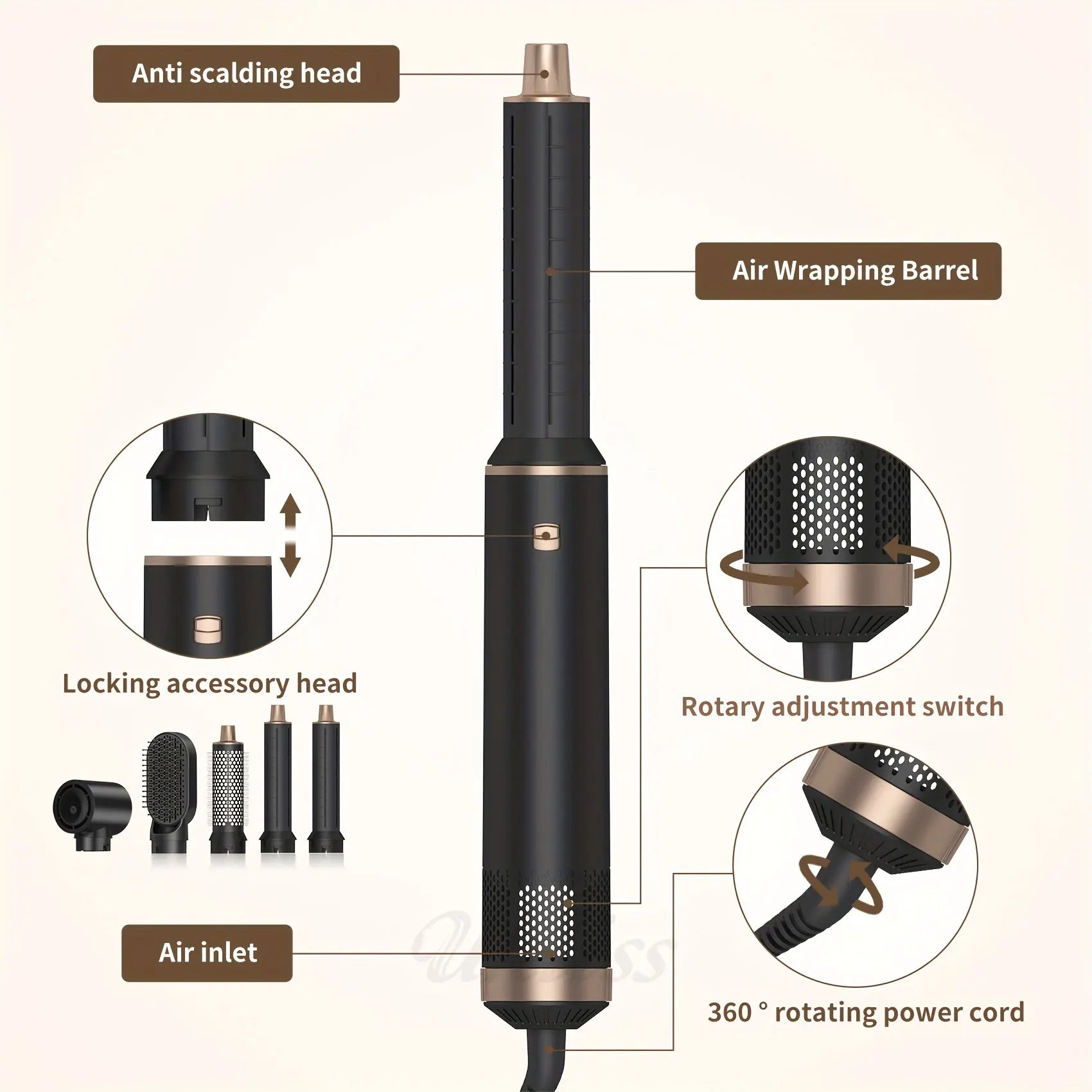 5 in 1 Multifunction Air Styler, Hot Air Brush, Hair Dryer Brush, Thermal Brush Magic Styler, Hair Dryer Brush