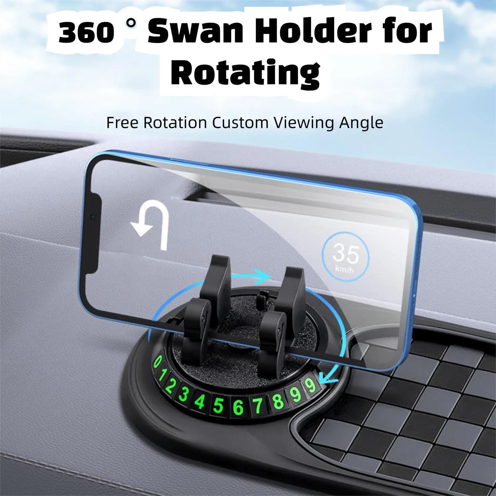 Phone Holder Anti-Slip Mat Holder for Dashboard with 360° Rotatable Phone Holder for Cell Phone Keys Sunglasses