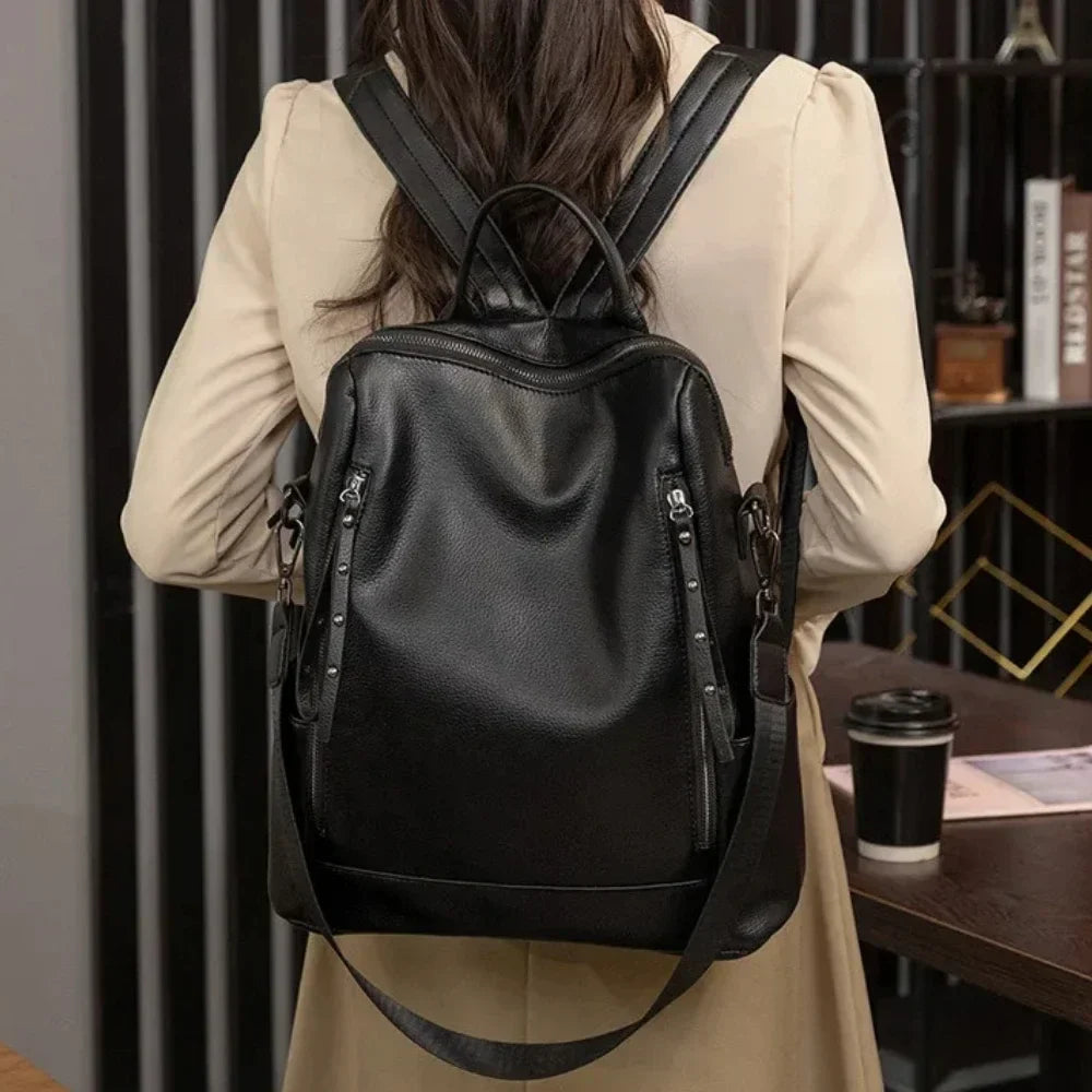 Genuine Leather Brand Backpack for Women 2025 New Fashion Travel Bagpack High Quality School Bags Casual Ladies Shoulder Bag Sac