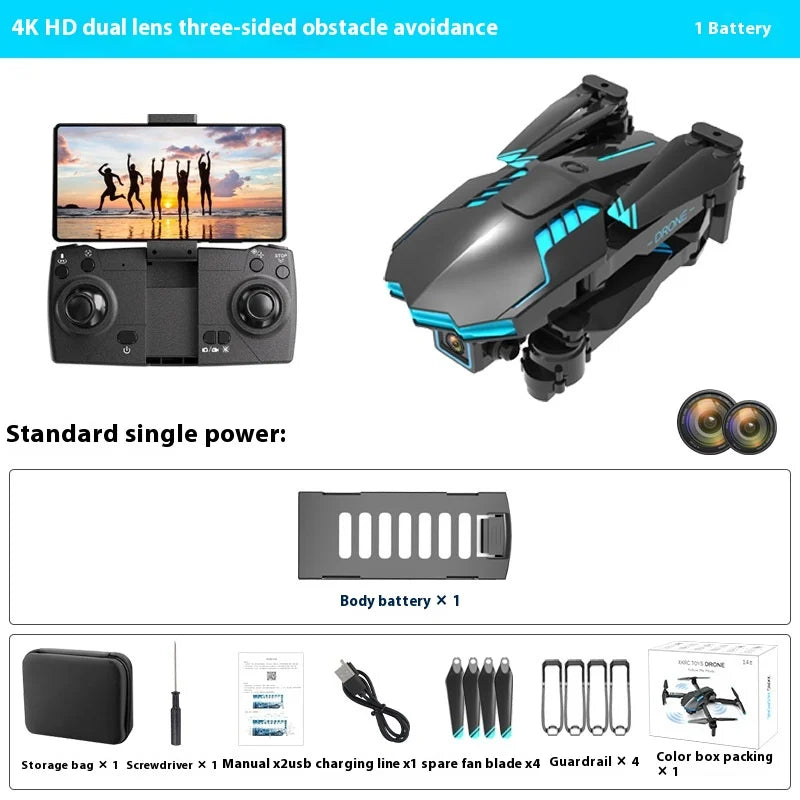 X6  Professional Drone Dual 4k High-Definition Gps, Three-Sided Obstacle Avoidance, Foldable Remote Control Quadcopter