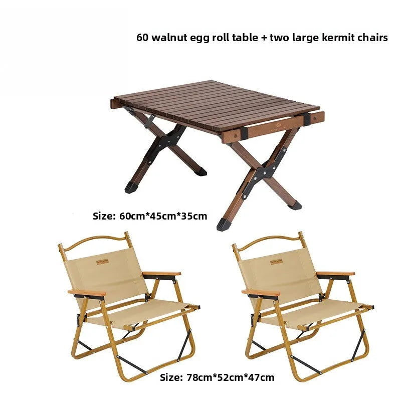 Outdoor Aluminum Alloy Kermit Chair Wood Grain Folding Portable Leisure Fishing Chair