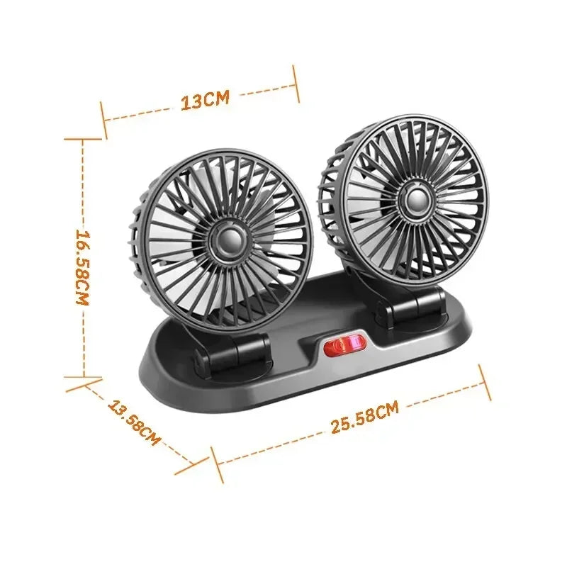 12/24V Portable Car Cooling Fan 5V USB Powered Car Fan Multi-Angle Rotatable With Cigarette Lighter Plug For Car Truck SUV RV