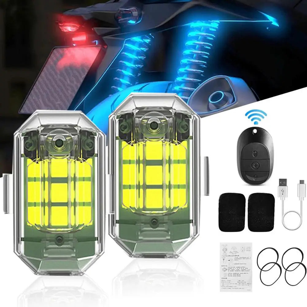 Motorcycle Wireless LED Strobe Light Remote Control Aircraft Light Navigation Warning Light Indicator For Car Bicycle Drone