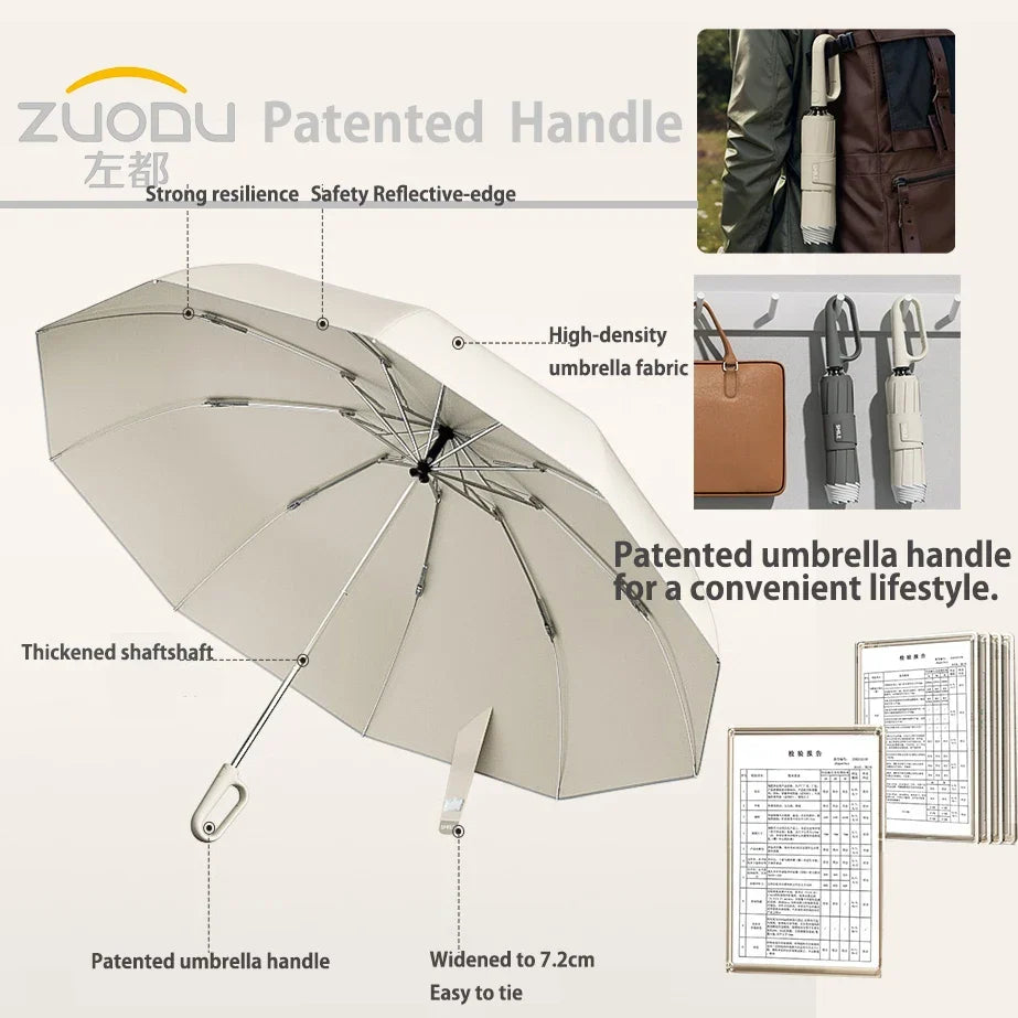 ZUODU New Style Reverse Automatic Umbrella Ring Buckle Design Reverse Umbrella Automatic Umbrella Sunscreen Umbrella Sunshade
