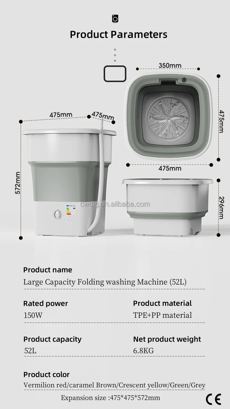 Portable 52L Laundry Washer  Folding Mini Washing Machine For Underwear Kids Baby Clothes