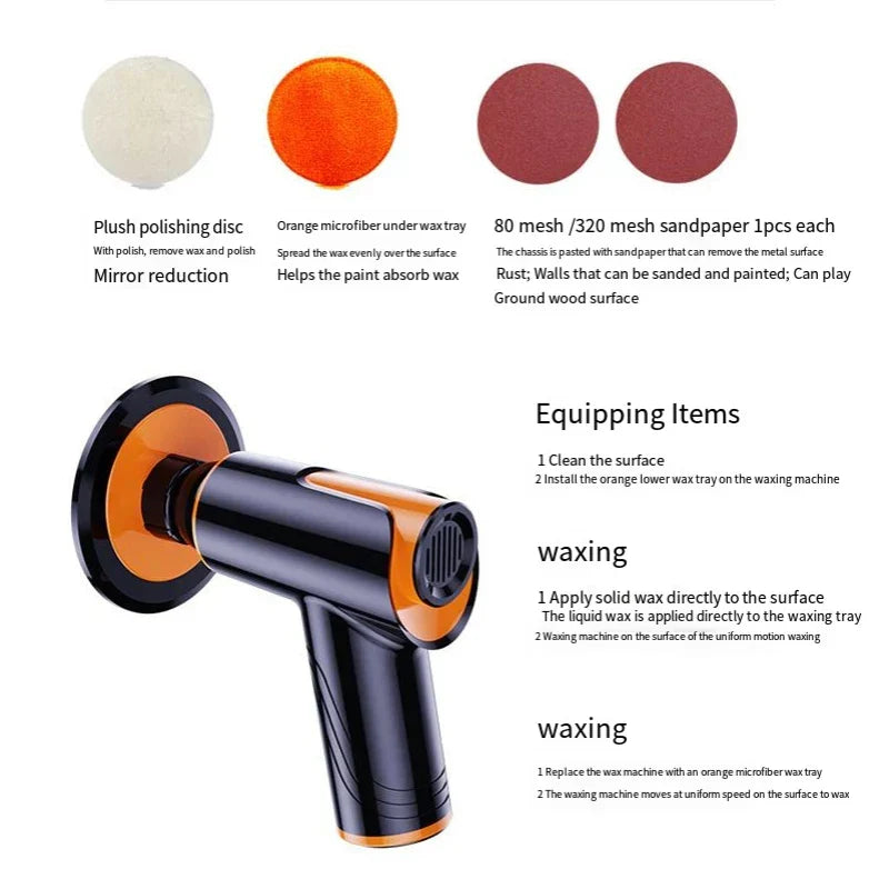 100W/148W Wireless Waxing Machine Car Polisher Machine Mini Wireless Electric Polishing Machine Paint Surfaces Floor Repair Tool