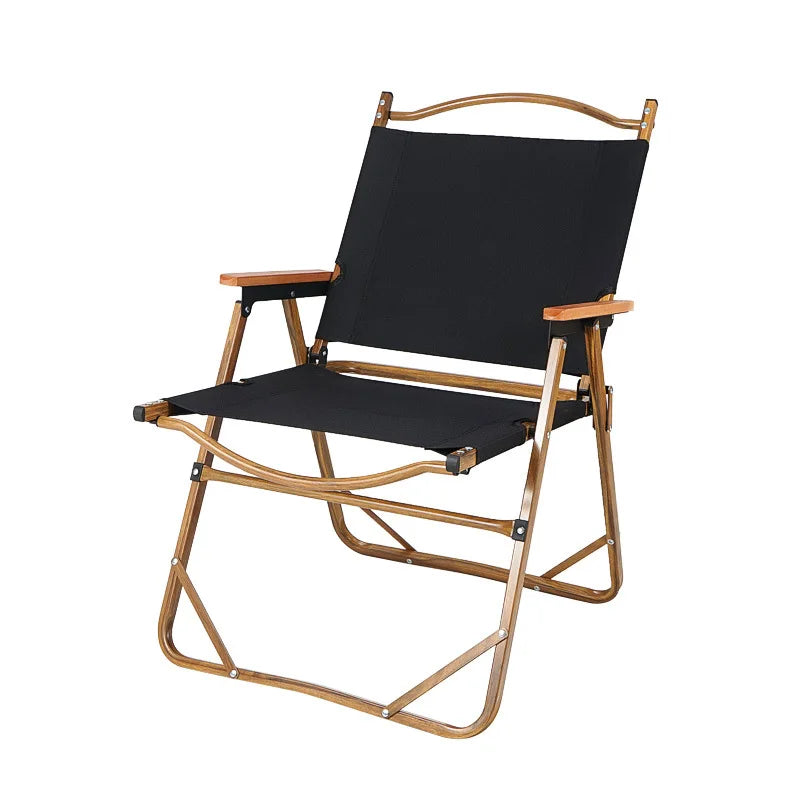 Outdoor Aluminum Alloy Kermit Chair Wood Grain Folding Portable Leisure Fishing Chair