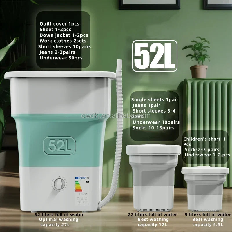 Portable 52L Laundry Washer  Folding Mini Washing Machine For Underwear Kids Baby Clothes