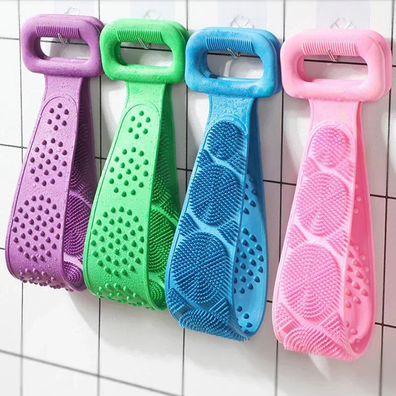 Body Scrubber Silicone Bath Brushes Shower Exfoliating Brush Belt Back Scrub Body Cleaner Cleaning Strap Bathroom Accessories