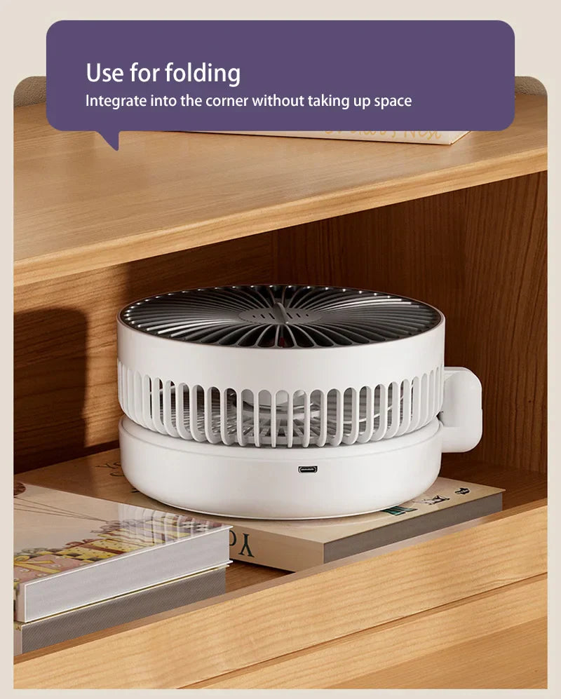 Electric Fan 3 In 1 Rechargeable Small Folding Cycle Desktop Wall-mounted Small Fan Dormitory Toilet Cold Wind Summer Fan