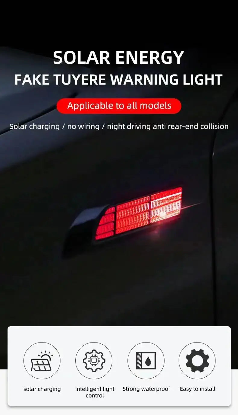 2pcs Car Solar Flashing LED Warning Lights Universal Adjustable Automotive Parking Rearing Warning Light Car Styling Accessories