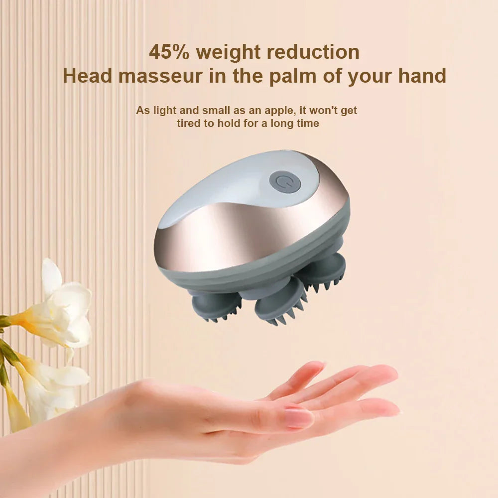 Electric Scalp Massager Heads Scalp Kneading Vibrating Device 6 Modes for Hair Growth Stress Relax Waterproof Massageador