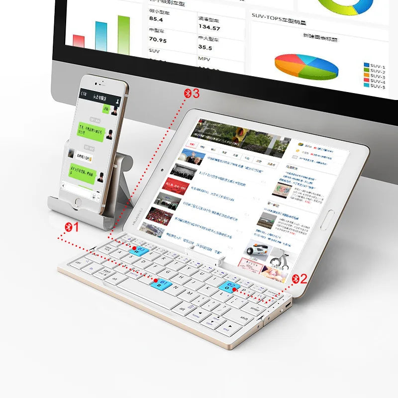 HB199 folding bluetooth keyboard wireless portable mobile phone tablet universal portable rechargeable