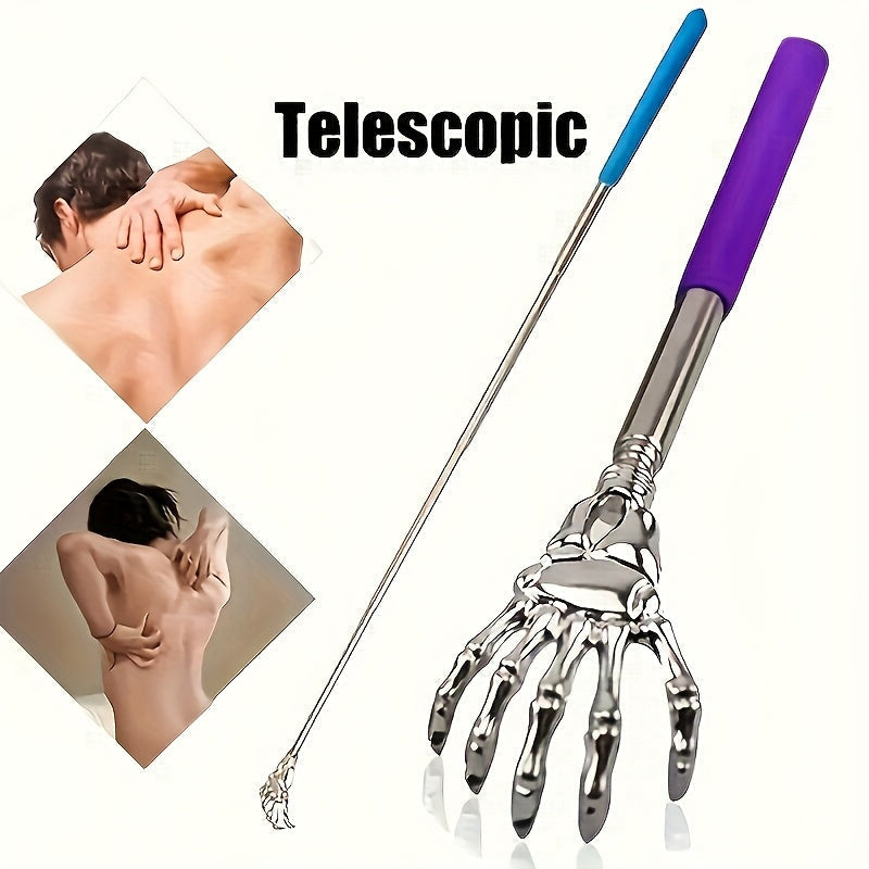 3 colors available - 1pc adjustable stainless steel back scratcher with extendable claws, ergonomic handle, portable and perfect for massage and scratching